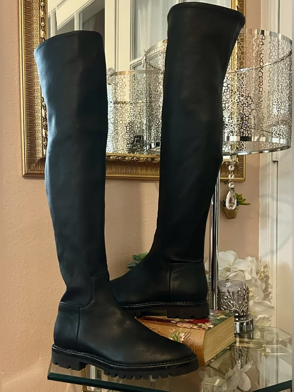 Vince Cabria Black Leather Over-the-Knee Boots Size 9.5